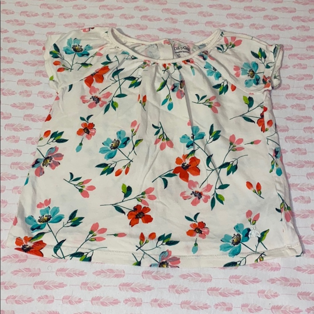 BABY GAP Cream floral t-shirt